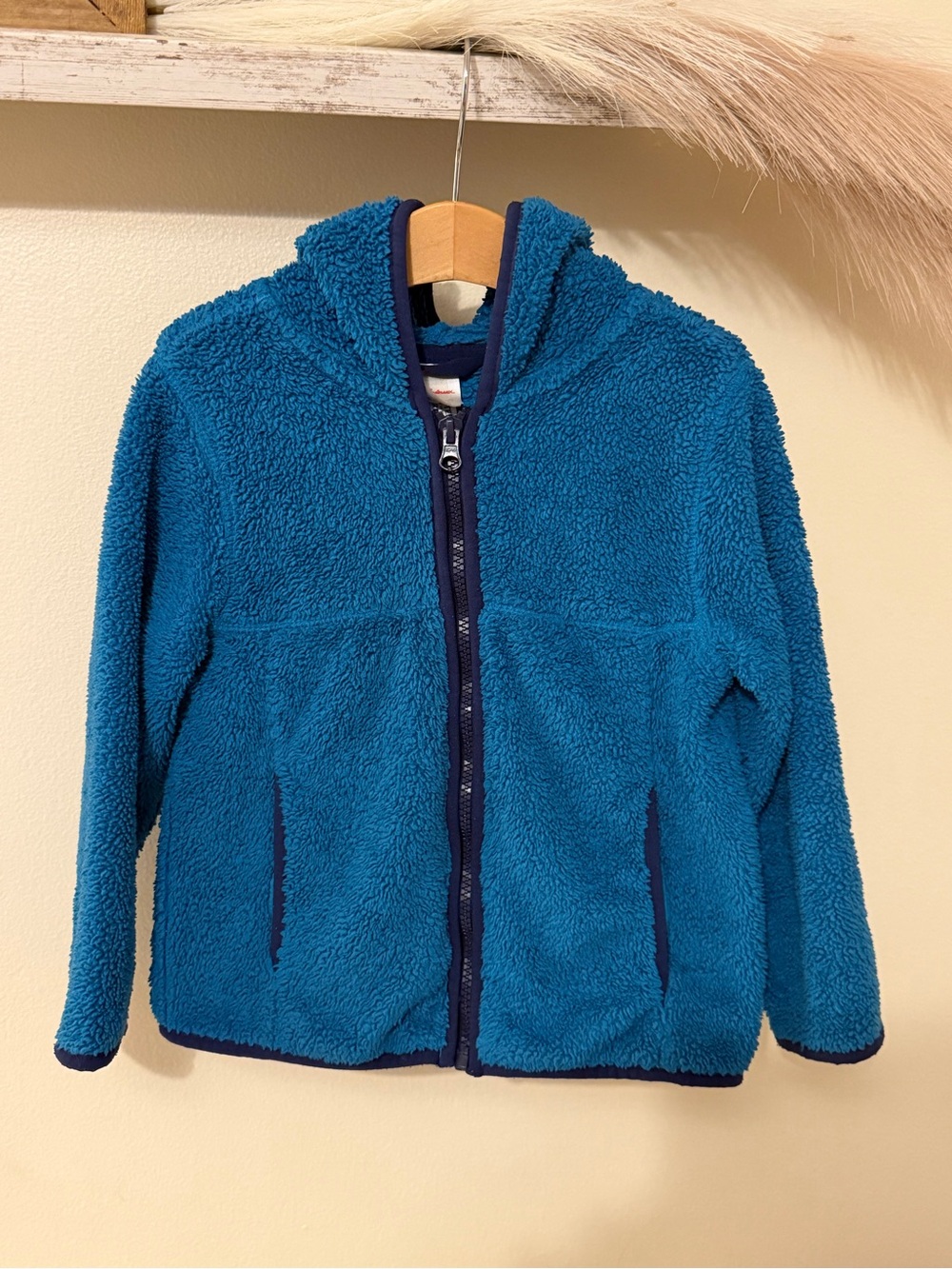 Hanna Andersson Boys 4T Marshmallow Fleece Hooded Jacket Blue Full Zip